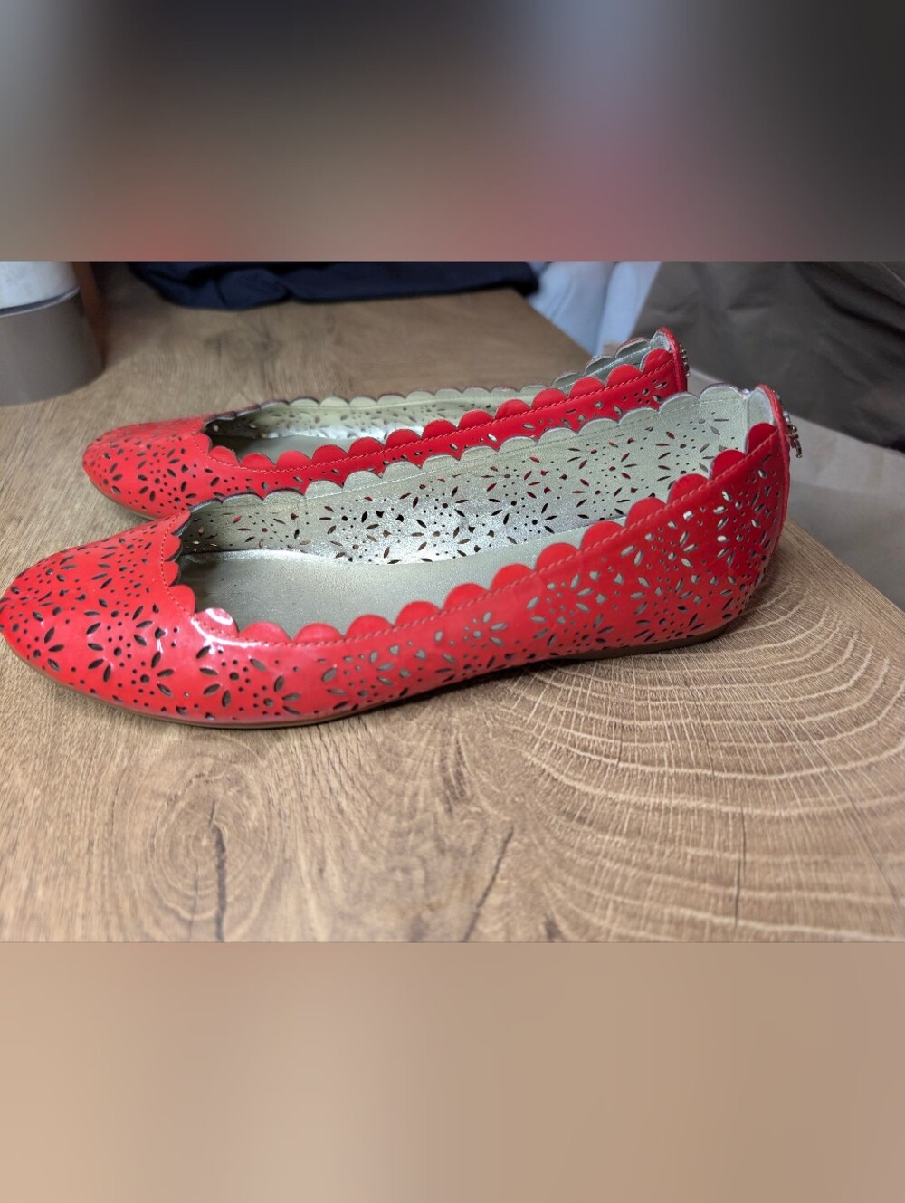 Coach Carsin Red Laser Cut Ballet Flats Size 6.5